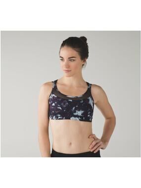 Lululemon Athletica Womens Static Blossom Multi Black Get Down Sports Bra Size 6